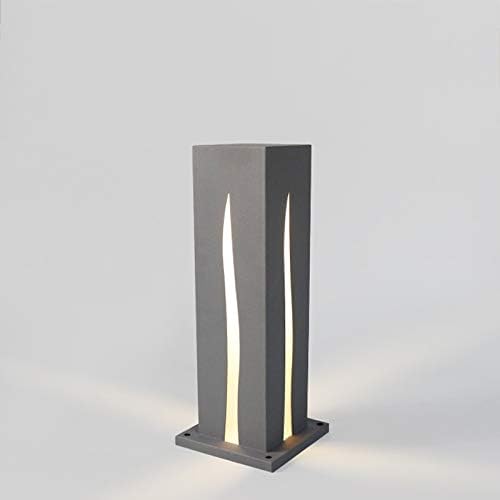 43.5CM Warm Light LED Lawn Lantern Floor Lamp Creative Hollow Lawn Ground Table Lamp Classic Square Column Courtyard Lantern Modern European Highlight Villa Bollard Pathway Waterproof Pillar Lamp