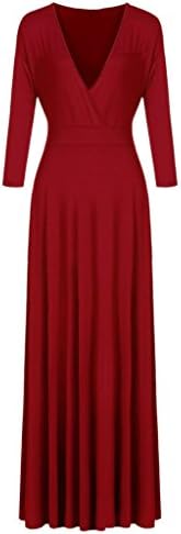 Appcome Women's Solid V-Neck Wrap Plus Size Maxi Dress