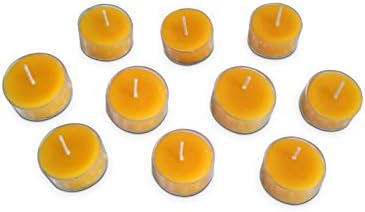100% Pure Beeswax Tea Lights Candles, 4 Hour burning time, pack of 10 (10)