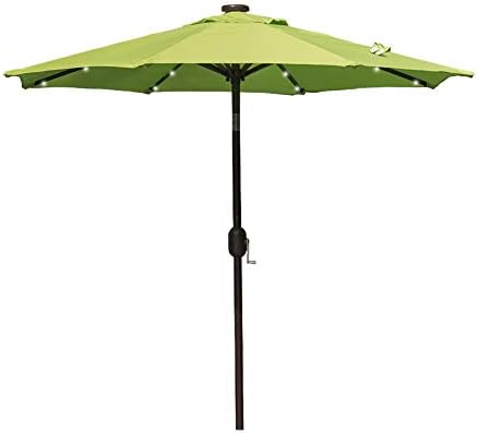 Amazon Com Sundale Outdoor 7 Ft Solar Powered 24 Led Lighted Patio Umbrella Table Market Umbrella With Crank And Push Button Tilt For Garden Deck Backyard Pool 8 Steel Ribs Polyester Canopy
