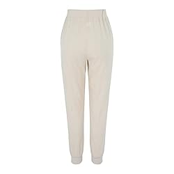 White Pants Women Drawstring Back Elastic Waist