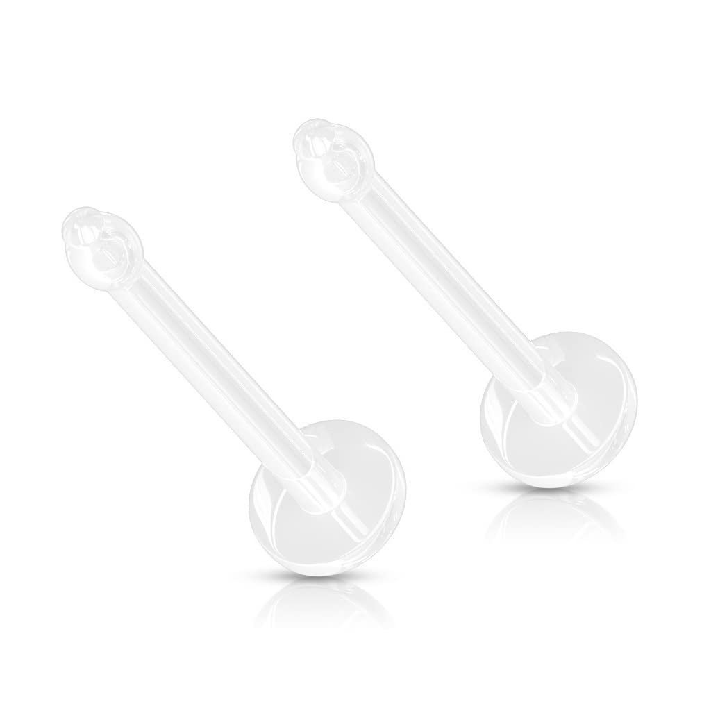PiercedOff Bio Flex Clear Retainer or Nose or Cartilage - Thickness 18GA (1mm) / Length 6mm - Sold a Pack of 2 Retainers