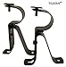 Curtain Rod Brackets - Black (Set of 2) -Adjustable (Also known as - Curtain rod Holder / Bracket for Drapery rod / Window Drapery rod bracket set for Draperies / adjustable curtain rod brackets)