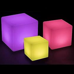 Modern Home LED Glowing Cube Box Stool w/Infrared