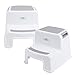 2 Step Stool for Kids | Slip Resistant Soft Grip for Safety | Toddler Two Step Stool for Kitchen, Bathroom and Toilet Potty Easy Training | Dual Height and Wide Step with Carrying Handles (2 Pack)