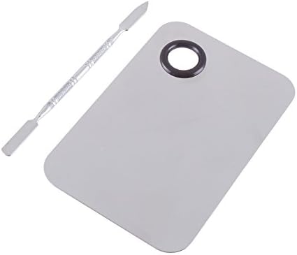 LOAVER Professional Stainless Steel Makeup Palette Cosmetic Mixing Plate With a Makeup Blending Spatula Tool (Silver)