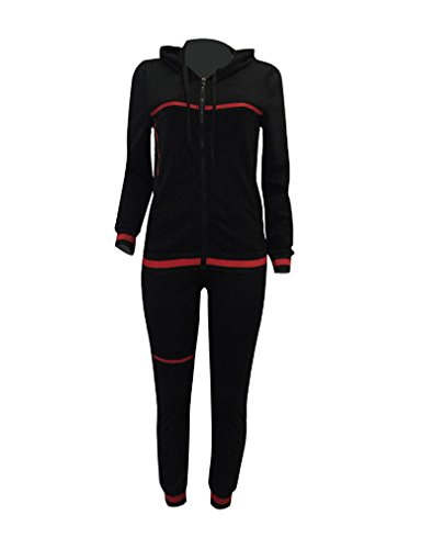 Halfword Womens 2 Piece Outfits Hoodies and Pants Set Sweatsuits Tracksuits Black M