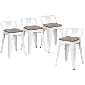 Amazon.com: DeKea 18 Inch Metal Bar Stools with Wooden Top ...