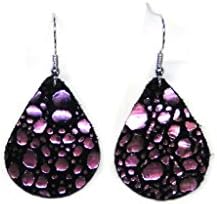 Handmade Metallic Shifting Mermaid Tail Small Teardrop Leather Earrings