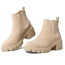 mysoft Women's Platform Chelsea Boots Lug Sole Slip