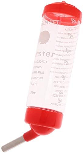 125ML No Drip Drinking Water Bottle Pet Water Feeder with Attachment suit for Pet Small Animal Rabbits Hamster (red)