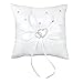 Hosaire Ring Bearer Pillow 4 x 4 inches Bow Rhinestone Double Heart Ring Pillow Wedding Decoration White