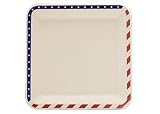 [100 COUNT] 9.5" inches American Flag Contemporary Bagasse Eco Disposable Plates Natural Sugarcane Fibers Compostable Environmental Friendly Paper Plastic Alternative 100% by-product (Red/White/Blue)