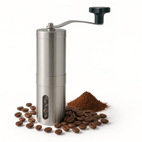 Moedor de Café Manual em Aço Inoxidável Portátil | Ajustável, Moagem Fina e Grossa