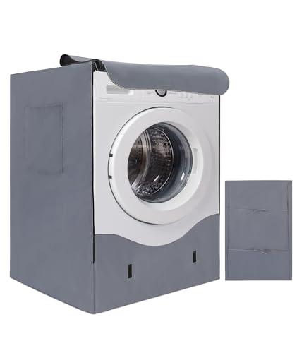 HAUSPROFI Washing Machine Cover for Outdoor Use 420D – Best Thickness Washing Machine Cover for Washing Machines and Dryers – Waterproof Washing Machine Cover with Sun Protection – 60 x 64 x 85 cm – Grey