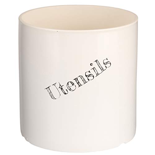 Large Ceramic Kitchen Utensils Holder Jumbo Cooking Utensil Crock Kitchen Tools Organizer Caddy (White)