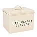 Harbour Housewares Industrial Dishwasher Tablet Storage Tin - Vintage Style Steel Kitchen Storage Caddy with Lid - Cream