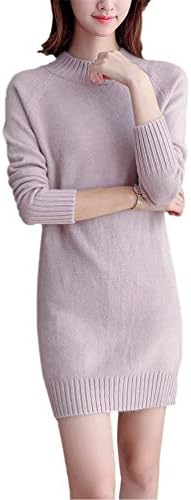 ADU Women Long Sleeve Slim Sweater Knitted Warm Mini Dress