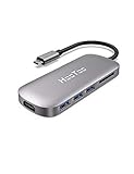 HooToo USB C Hub, 6-In-1 USB C Adapter with 4K USB C to HDMI, 3 USB 3.0 Ports, SD Card Reader, Pd Charging Port for MacBook/Pro/Air Chromebook，And More USB C devices (Grey)