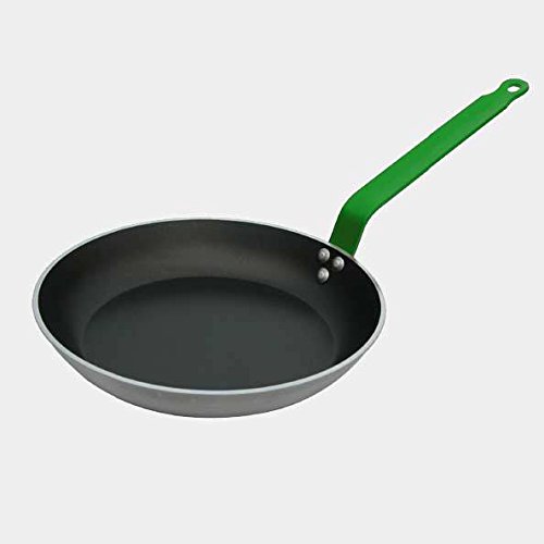 Click Here to See More Images De Buyer Professional 28 cm Choc 5 Aluminum Non-Stick Scratch Resistant Round Frying Pan with Green Iron Handle 8060.28