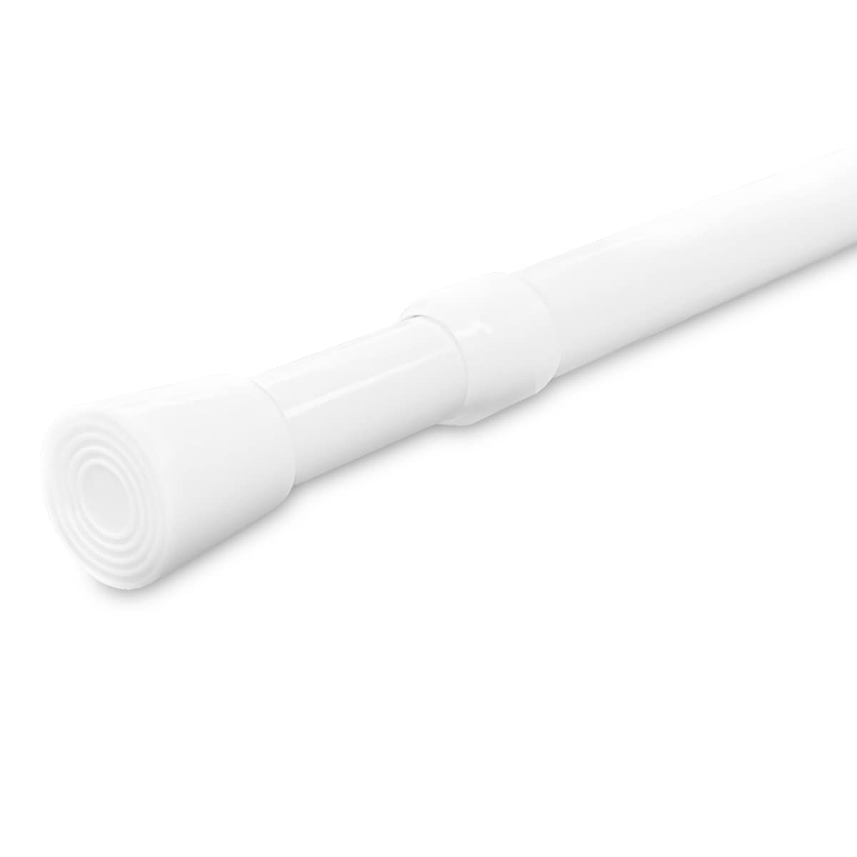 Warehouseshop WSS - White Spring Extendable Telescopic Voile Tension Shower Curtain Valance Curtain Rail Loaded Pole Rod Bath Cupboard Window (105cm-200cm)