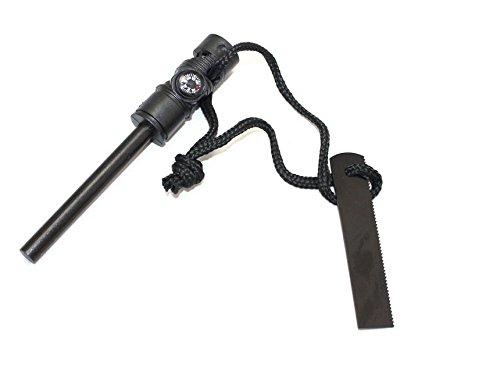 VODA Magnesium Survival Fire Starter with Compass and Whistle