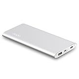 Portable Charger MOPO 10000mAh Li-Polymer Power Bank with Type-C/USB-A to Micro, Quick Charge 3.0 Output Slim&Light High-Speed External Battery for iPhone, iPad, Samsung, Android Phones, etc. (Silver)