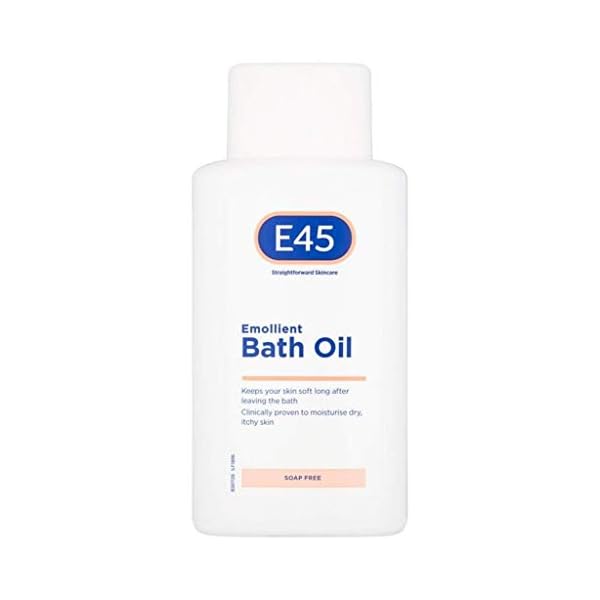 E45-Dermatological-Emollient-Bath-Oil-500-ml E45 Emollient Bath Oil 500 ml – E45 Bath Oil to Moisturise Dry Skin – Gently Cleanses for Soft Skin – Soap-Free and Non…