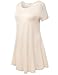 BELAROI Womens Comfy Swing Tunic Short Sleeve Solid T-Shirt Dress (3X, Beige)