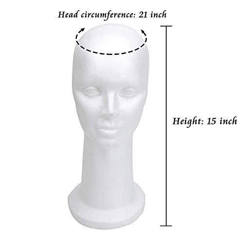 15" Styrofoam Foam Mannequin Manikin Display Head Wig Hat Stand White