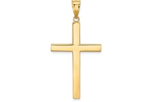 Diamond2Deal 14K Gold Latin Jesus Religious Crucifix Cross Pendant Fine Jewelry for Women