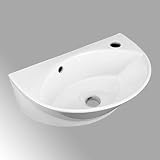 Small Wall Mount Sink White Porcelain Ceramic Single Faucet Hole And Overflow Space Saving Design Renovator's Supply Manufacturing