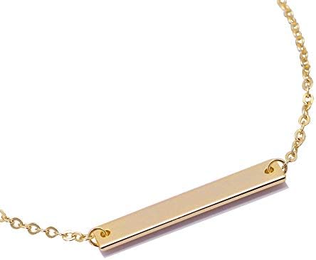 AUSIKA Dainty Gold Bar Necklace for Women Simple Delicate 18K Gold Plated Chain Horizontal Bar Pendant Choker Handmade Jewelry Girlfriend โฆ