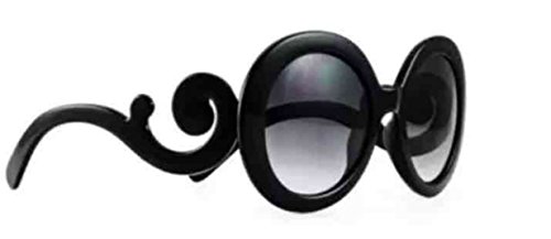 Black Designer Inspired Round Fashion Sunglasses Women Baroque Swirl Arms Sun Glasses Vintage