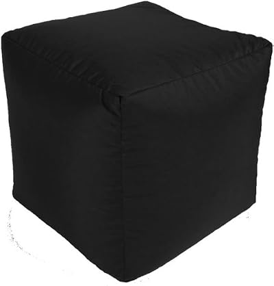 Beautiful Beanbags Cube Footstool - Water-Resistant Black Pouffe UK Made