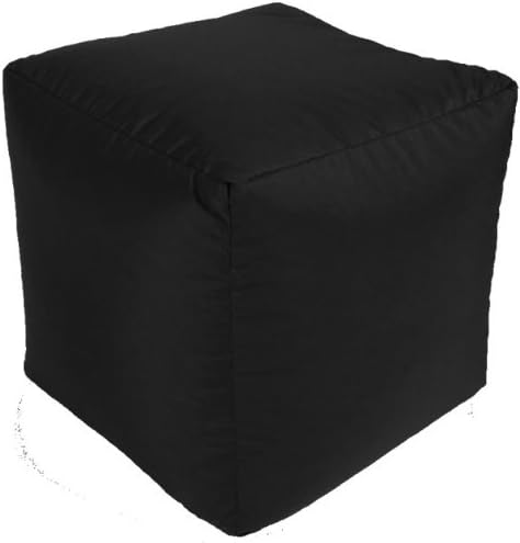 Beautiful Beanbags Cube Footstool - Water-Resistant Black Pouffe UK Made