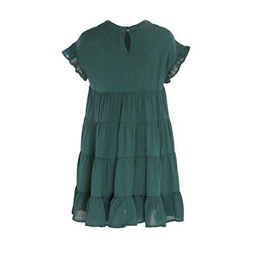 Joteisy Women's O Neck Ruffle Sleeve Tiered Casual Mini Dress (L, Green)