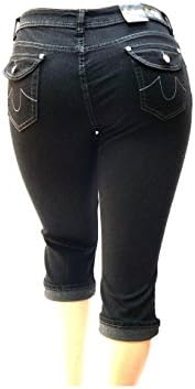 M&amp;I PLUS SIZE WOMEN'S Stretch premium BLACK denim jeans CAPRI HIGH WAIST