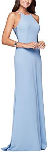 Engood Women's Sexy Stand Collar Off-Shoulder Straps Sleeveless Slim Long Formal Prom Party Dress for Women Evening Dresses Light Blue M