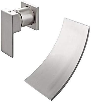 Hongala Modern Single Handle Bathroom Sink Faucet Wall Mounted Waterfall Basin Filler Brushed Nickel