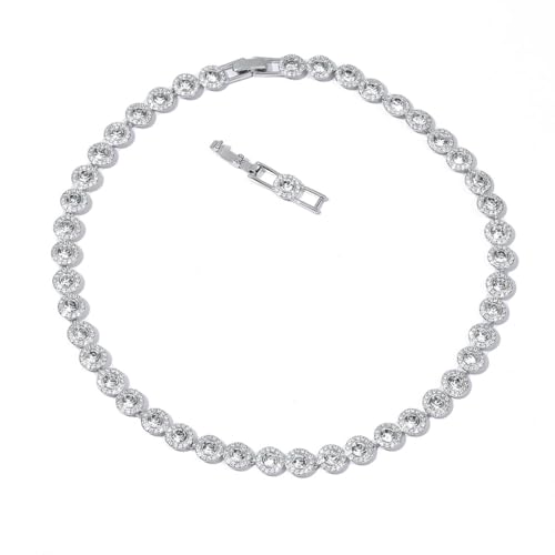 ZOEY Angelic Crystal Necklace & Bracelet - 18K Plated 38-40.5cm Adjustable Chain, 18.5-21cm Extendable Bracelet, Elegant Around Crystal Jewelry