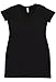 LAT Ladies' 100% Cotton Jersey Short Sleeve V-Neck Swim Cover-up Dress (Black, Large/Xtra Large)
