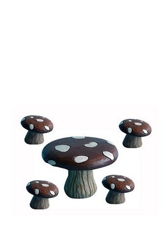 Hi-Line Gift 72043-02 Fairy Garden - Mushroom Table with 4 Chairs