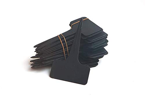 100 Pcs T Type Plant Labels PVC Material Waterproof for Seedling Patio Lawn Garden (Black)