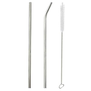 AWSM Tomtopp Stainless Steel Metal Drinking Straws + Brush (2Pcs + 1pcs)