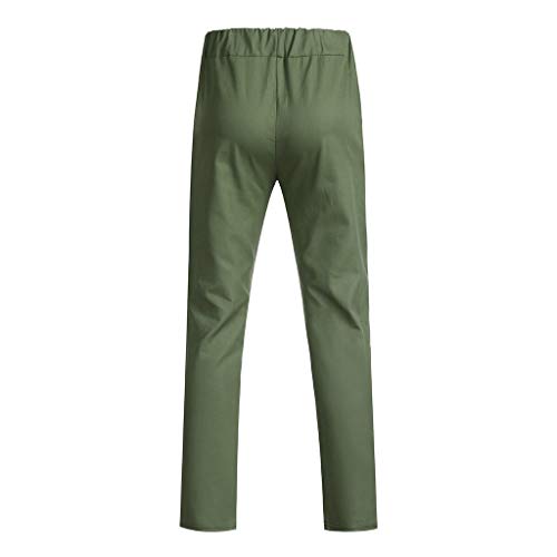 AgrinTol Mens Sports Pants, Men's Spring Winter Joggers Solid Patchwork Drawstring Sweatpants Trouser Pants Army Green - Thumbnail 3