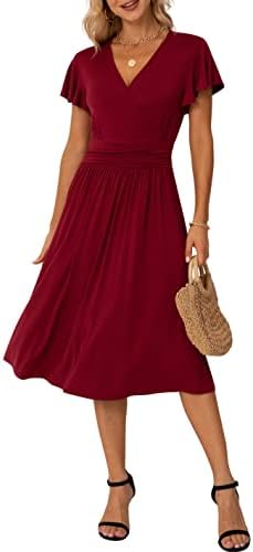 GRECERELLE Womens Summer Wrap Dress Ladies Casual Ruffle Short