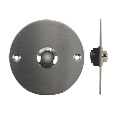 Perel Edelstahl klingeltaster, runder türklingelknopf, ø 75 mm, verdrahtete türklingel, no Kontakt, ip22 spritzwassergeschützt, halbeinversierte Montage, 75x75x17 mm, lochabstand 60 mm, Betrieb mit 8