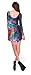 Pleated Knee-length 3D Galaxy Print Long Sleeve Crewneck Short Dress for Women M