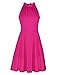 OUGES Women's Stand Collar Off Shoulder Sleeveless Cotton Casual Dress(Rose,M)